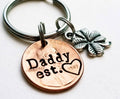 Personalized Penny Keychain with four leaf clover charm