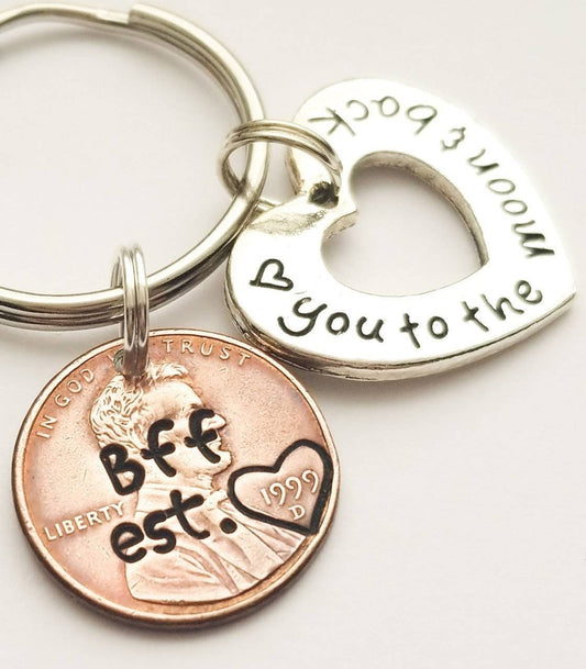 Best Friend Gift- Personalized Penny Keychain Custom with Your Text-