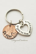 Custom name penny keychain with "love you to the moon" charm