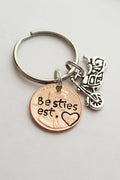 Besties/Bff/Best friend penny keychain w/motorcycle charm