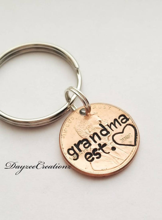 Custom Gift for Grandma | Personalized Penny Keychain