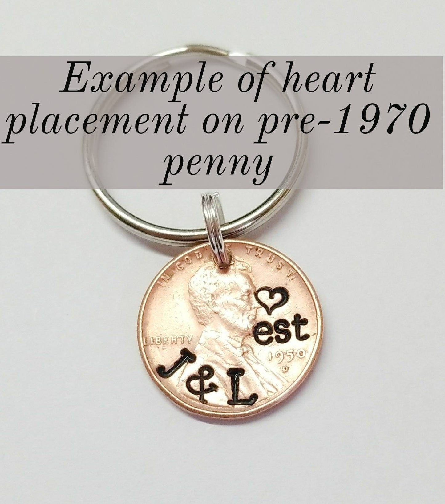 Sentimental Personalized Anniversary Gift.  Custom Penny Keychain for Couples. Thoughtful Gifts.