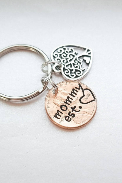 Creative Personalized Mother's Day Penny Keychain with Tree of Life Charm