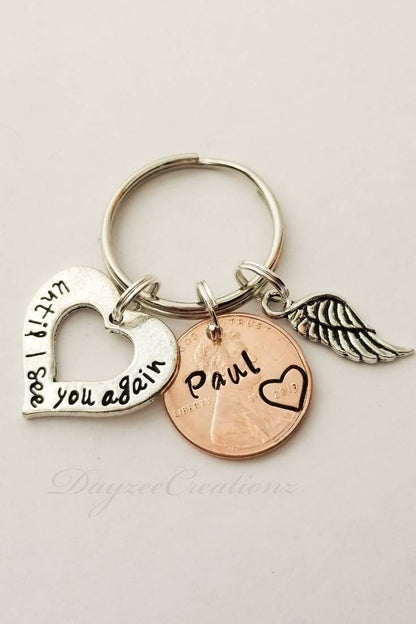 Penny from Heaven Memorial Keychain with Charm(s) shown