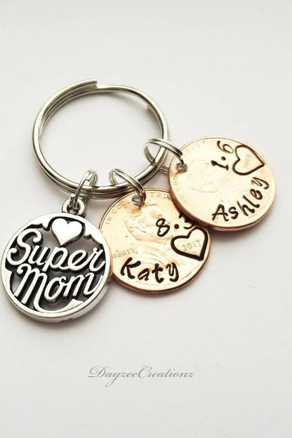 Personalized Unique Custom Gift for Mom, Lucky Penny Keychain