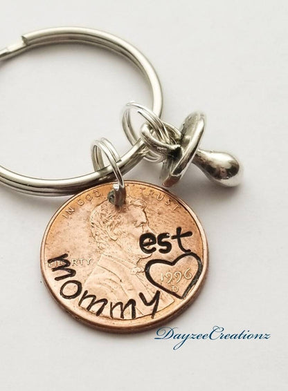 Personalized Unique Custom Gift for Mom, Lucky Penny Keychain