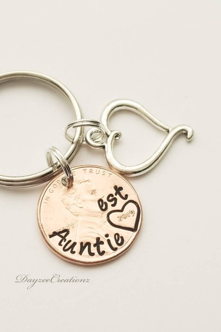 Personalized Aunt Penny Keychain with Heart Charm
