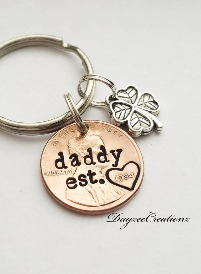 Personalized Daddy Penny Keychain. New Dad Gift, Father's Day, Grandpa, Keepsake, First, from Child, Husband, Birthday Gift, Meaningful