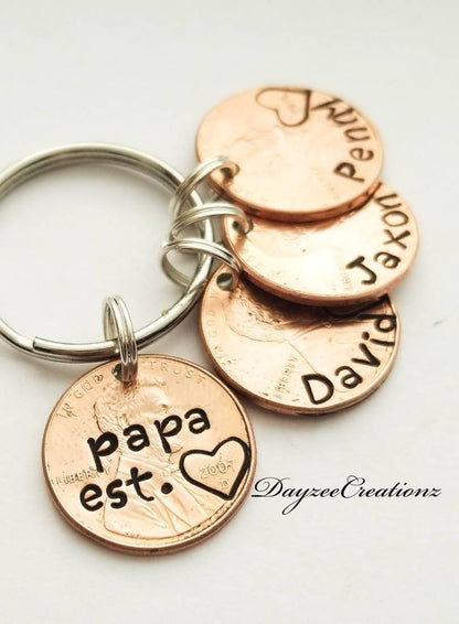 Creative, Unique Fun Gift for Grandpa | Custom Personalized Lucky Penny Keychain