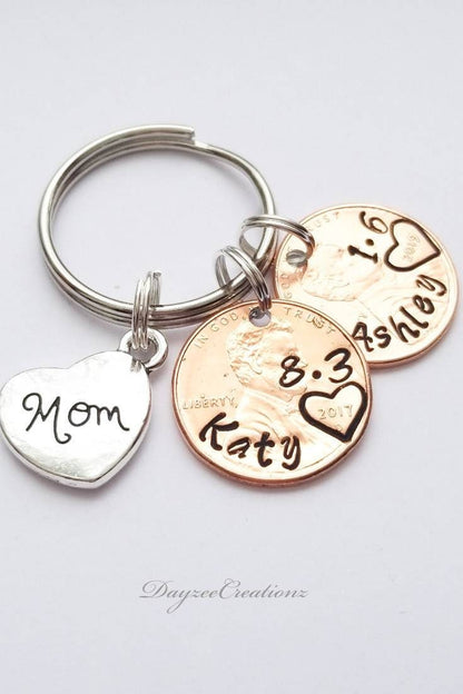 Personalized Unique Custom Gift for Mom, Lucky Penny Keychain