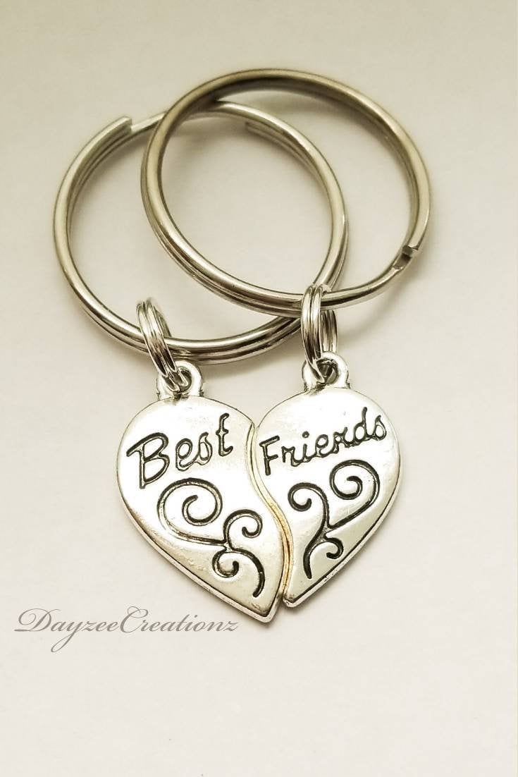 Best Friends Two Piece Heart Keychain Set