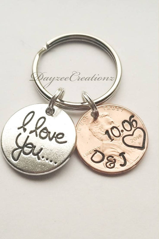 Unique Personalized Anniversary Gift for Husband, Boyfriend, Wife or Girlfriend.  Great for Valentine's Day for Couples. Custom Lucky Penny