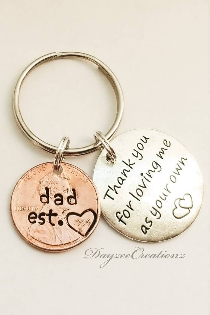 Step Dad Penny Keychain with Thank you Charm