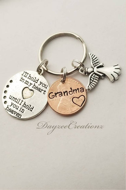 Meaningful Memorial Gift, Custom Penny from Heaven Keychain Personalized with Name