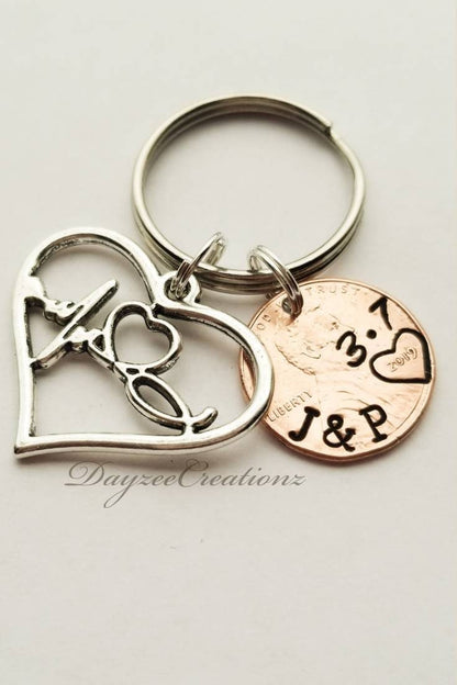 Unique Personalized Anniversary Gift for Husband, Boyfriend, Wife or Girlfriend.  Great for Valentine's Day for Couples. Custom Lucky Penny