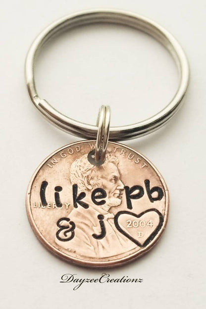 Like PB & J Custom Best Friend Penny Keychain, Galentine's Day Gift