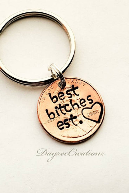 Best Friend Gift- Personalized Penny Keychain Stamped with Your Text- Birthday Gift, Christmas, or Just Because