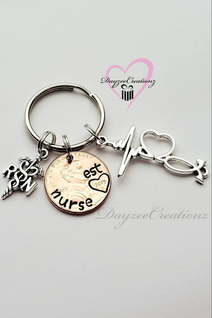 Custom Personalized Unique Nursing School Graduation Gift, Lucky Penny Keychain, For the New Nurse, Nurse Graduation, Christmas Gift, For Him or Her