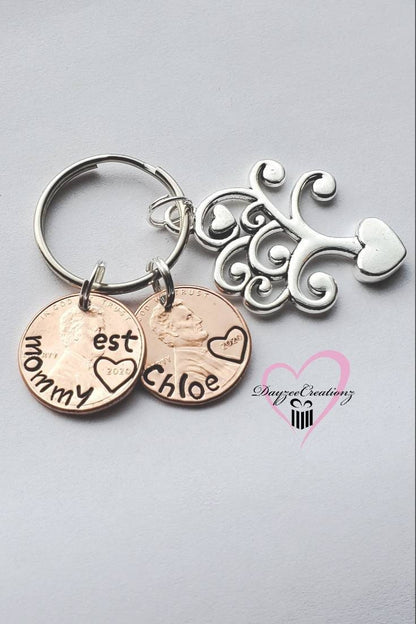 Personalized Unique Custom Gift for Mom, Lucky Penny Keychain