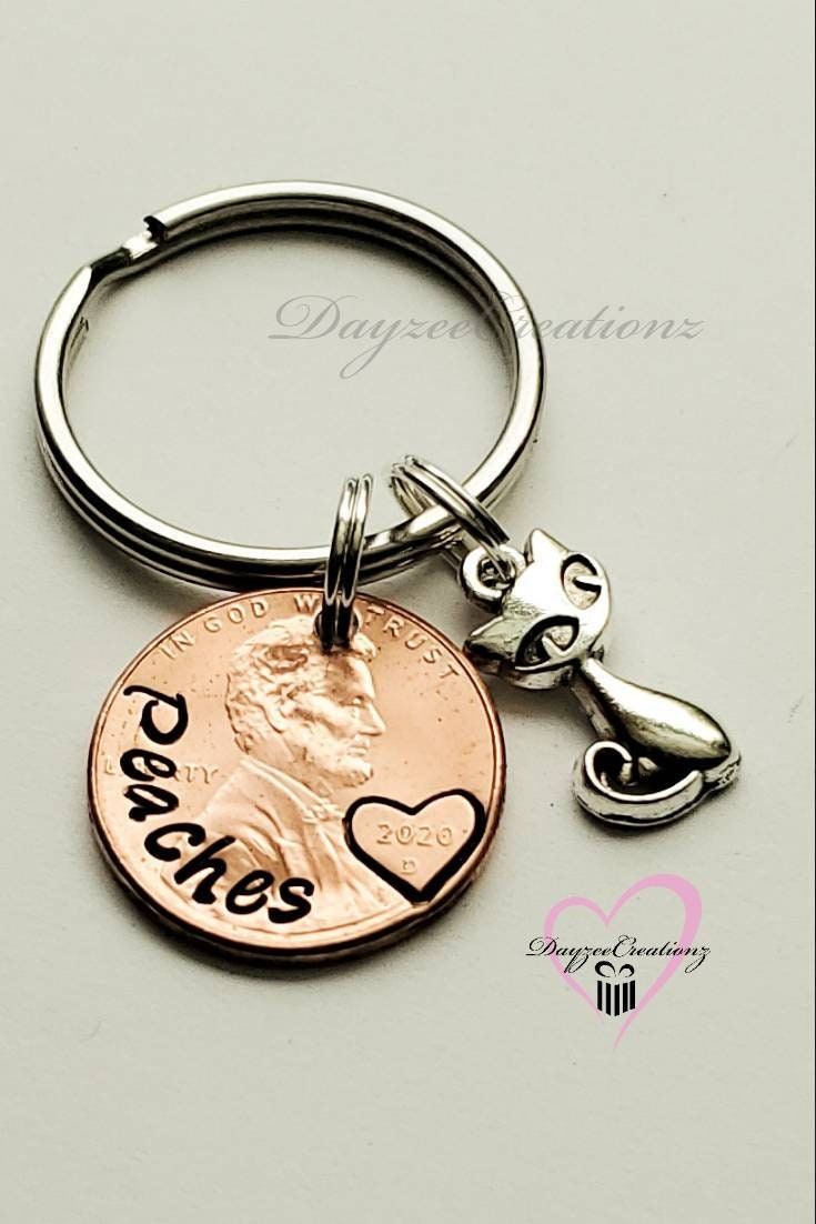 Personalized New Pet Penny Keychain, Furbaby Gift, New Cat, Gift, Daughter, Son, Family Pet, Mom Gift, Birthday, Best Friend, Dad Gift