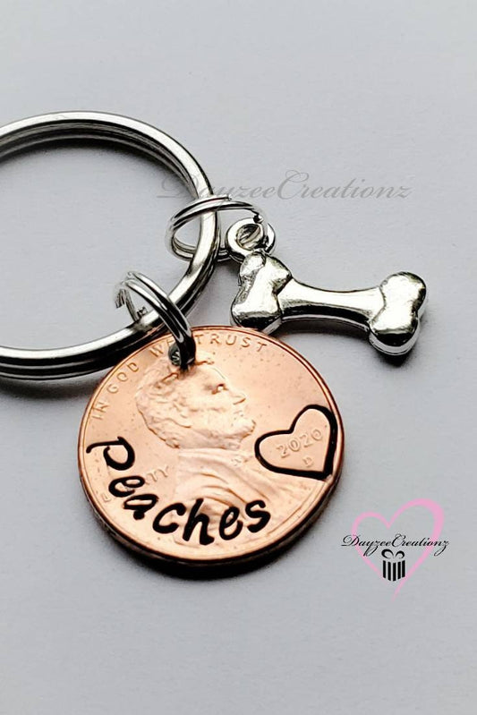 Personalized New Pet Penny Keychain, Furbaby Gift, New Puppy, Gift, Daughter, Son, Family Pet, Mom Gift, Birthday, Best Friend, Dad Gift