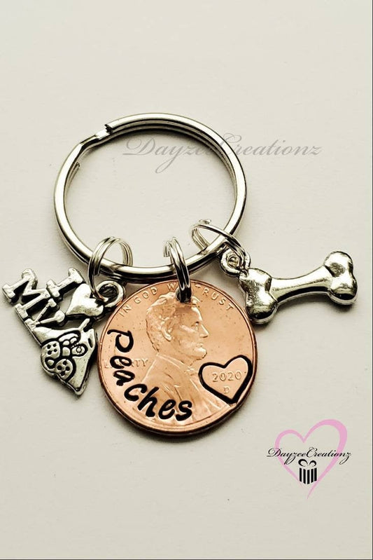 Personalized New Pet Penny Keychain, Furbaby Gift, New Puppy, Gift, Daughter, Son, Family Pet, Mom Gift, Birthday, Best Friend, Dad Gift