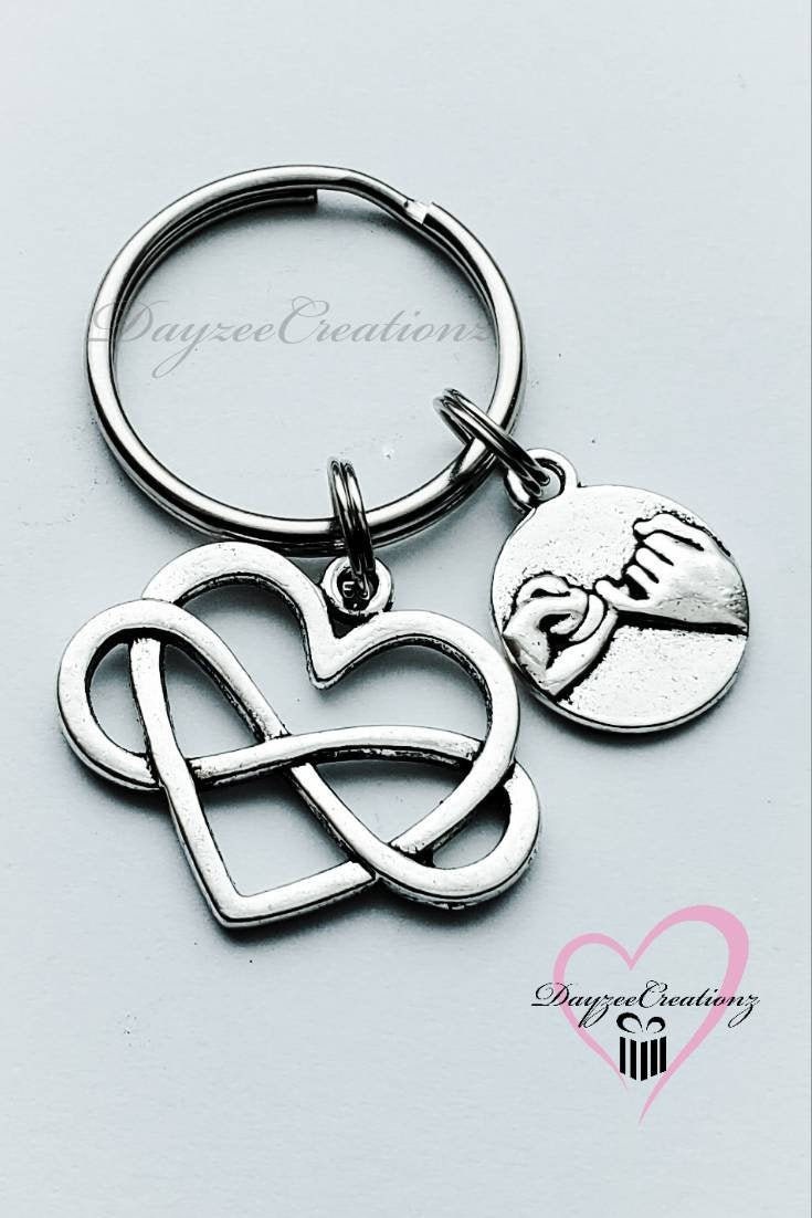 Anniversary Gift | Keychain with Infinity Heart Charm and Pinky Promise Charm