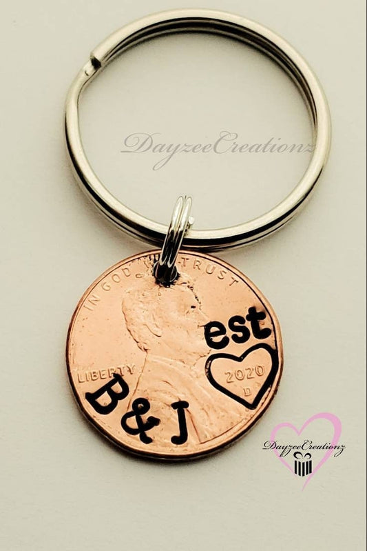 Unique Anniversary Gift for Him or Her!  Custom Personalized Penny Keychain | Great for Men and Women | Valentine's Day | or Just Because