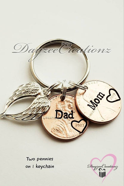 Penny from Heaven Memorial Keychain with Charm(s) shown