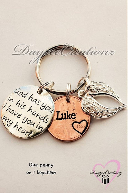 Penny from Heaven Memorial Keychain with Charm(s) shown