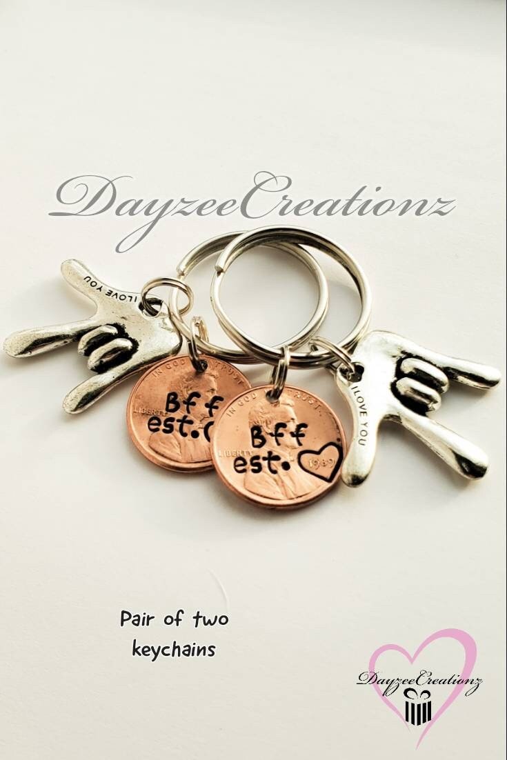 Ride or Die Penny Keychain with ASL charm - DAYZEECREATIONZ, PERSONALIZED GIFTS-9