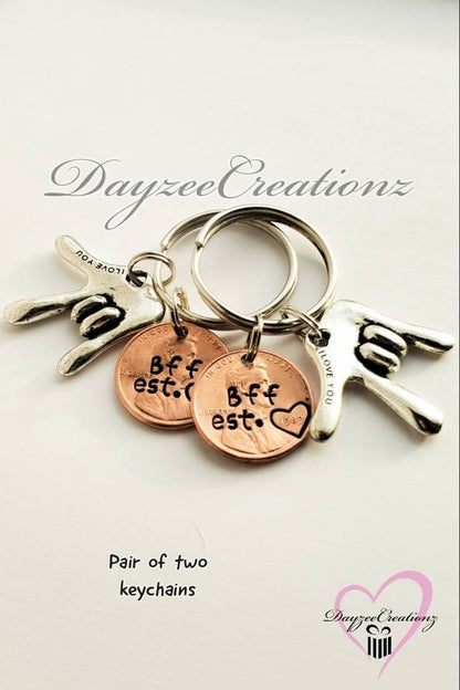 Ride or Die Penny Keychain with ASL charm - DAYZEECREATIONZ, PERSONALIZED GIFTS-9