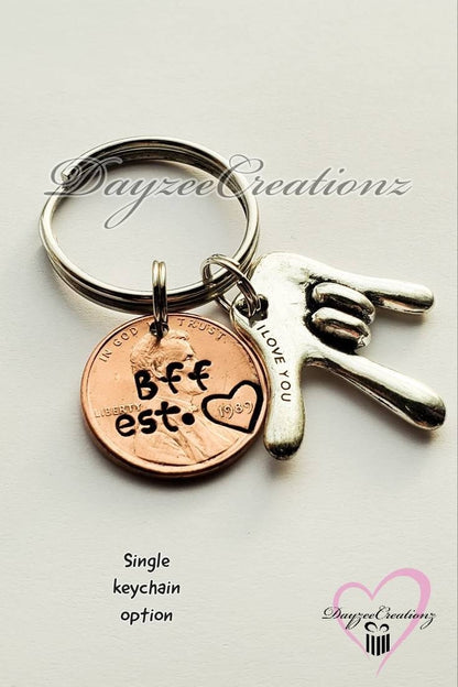 Ride or Die Penny Keychain with ASL charm - DAYZEECREATIONZ, PERSONALIZED GIFTS-8