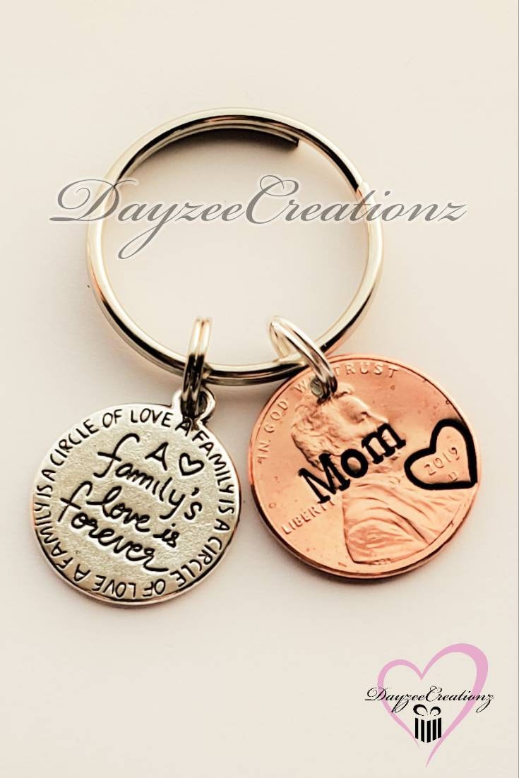 Mother Gift, Mommy est. Lucky Penny Keychain, New mommy, Mother's Day, Mom, Grandma, Mimi, Nana, First, Personalized, Wife, from Son/Child