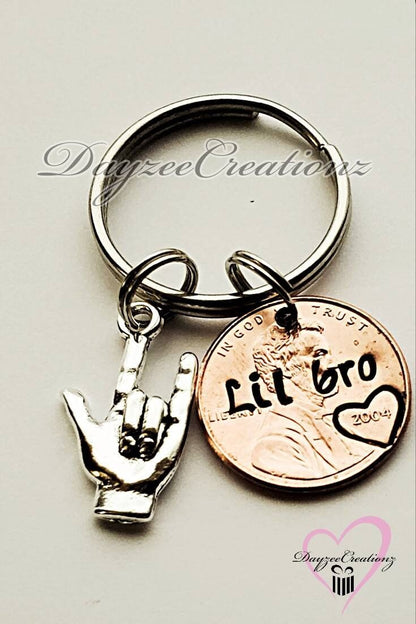 Custom Personalized Little Brother Big Sister Penny Keychain, for Him, for Her, Bro, Birthday, Christmas, for Brother, for Sis, Valentine's