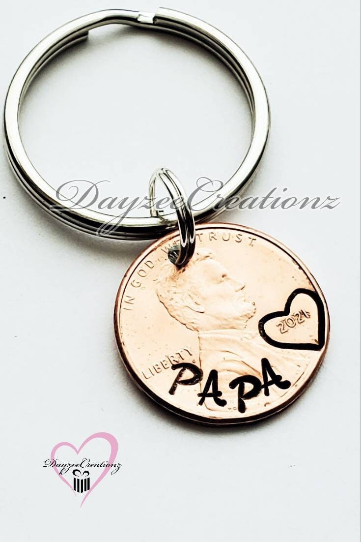 Creative, Unique Fun Gift for Grandpa | Custom Personalized Lucky Penny Keychain