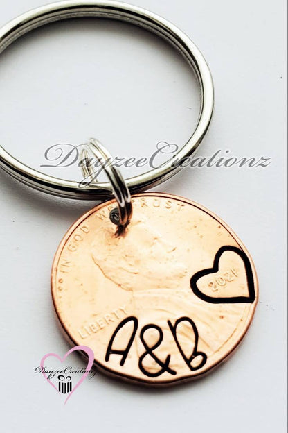 Anniversary Penny Keychain - DAYZEECREATIONZ, PERSONALIZED GIFTS-2