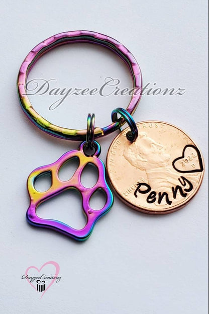 Pet Memorial Sympathy Penny from Heaven Gift, Rainbow Pawprint, Dog Loss