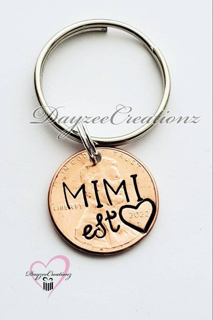 Custom Gift for Grandma, Personalized Penny Keychain