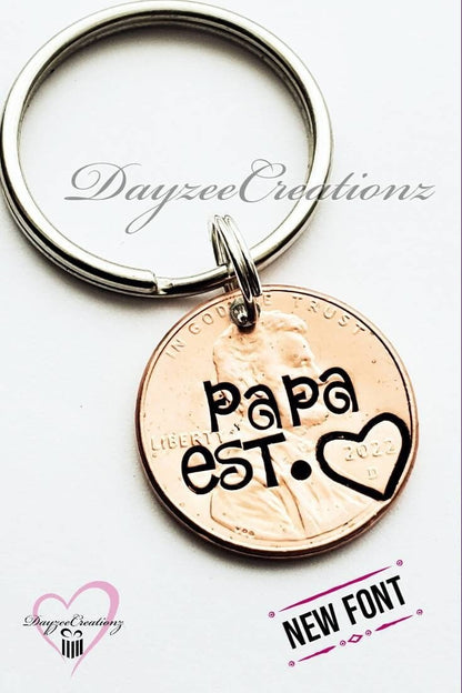 Personalized Papa Penny Keychain