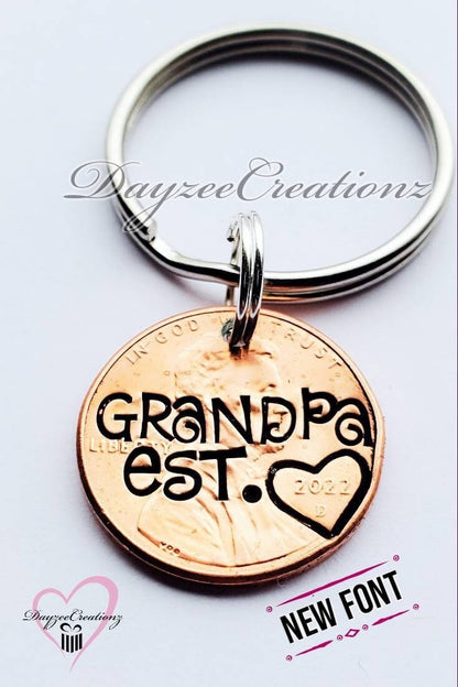 Unique Personalized Custom Gift For Grandpa | Penny Keychain | Creative Grandparent's Day Gift | Meaningful Father's Day Gift