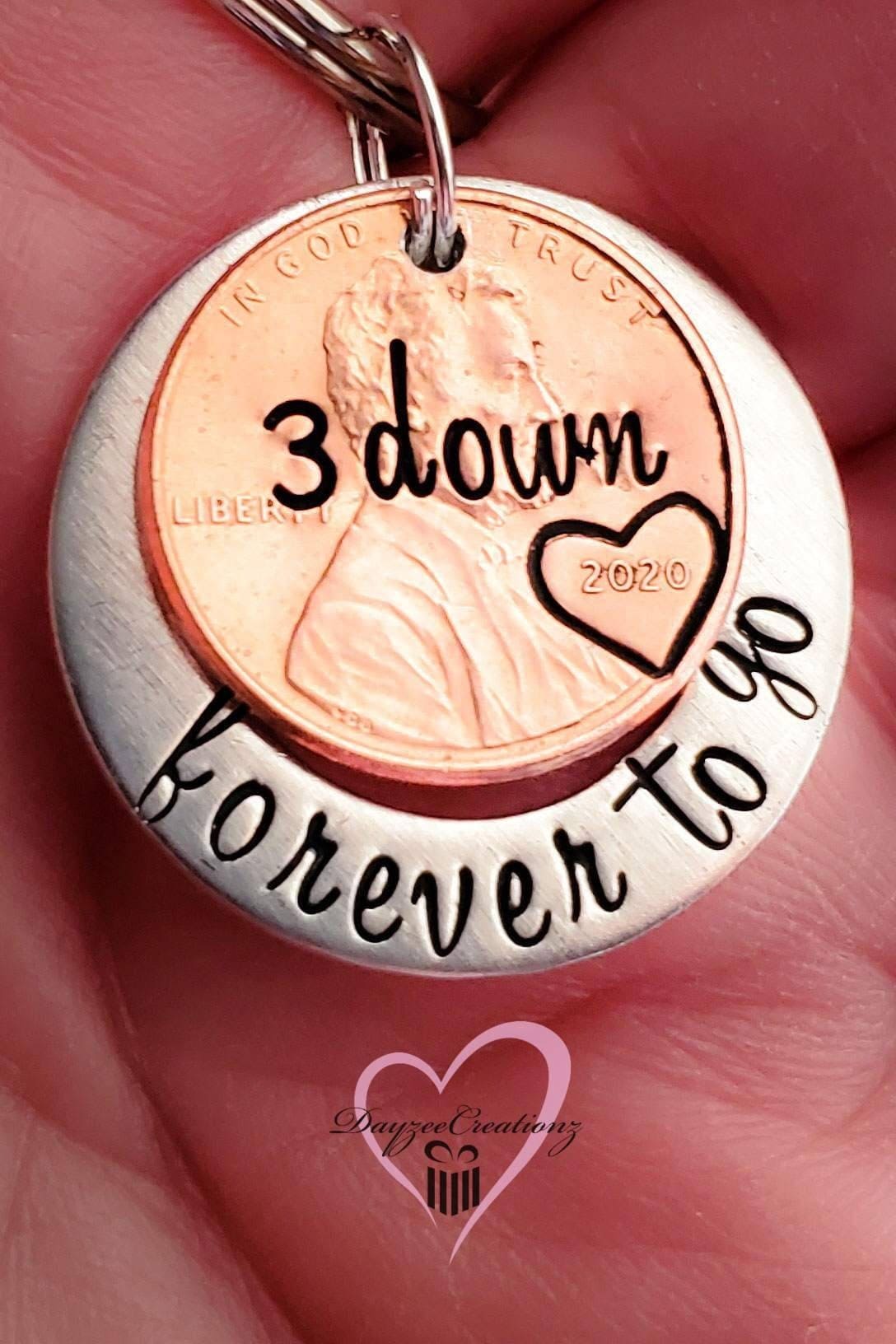 Personalized Forever to Go Penny Keychain, 3 year Anniversary Gift, Men, Boyfriend, Girlfriend, Her, Him, Valentine's, Wife, Husband,