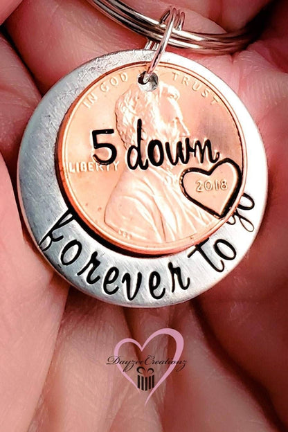 5th Anniversary  Forever to Go Penny Keychain