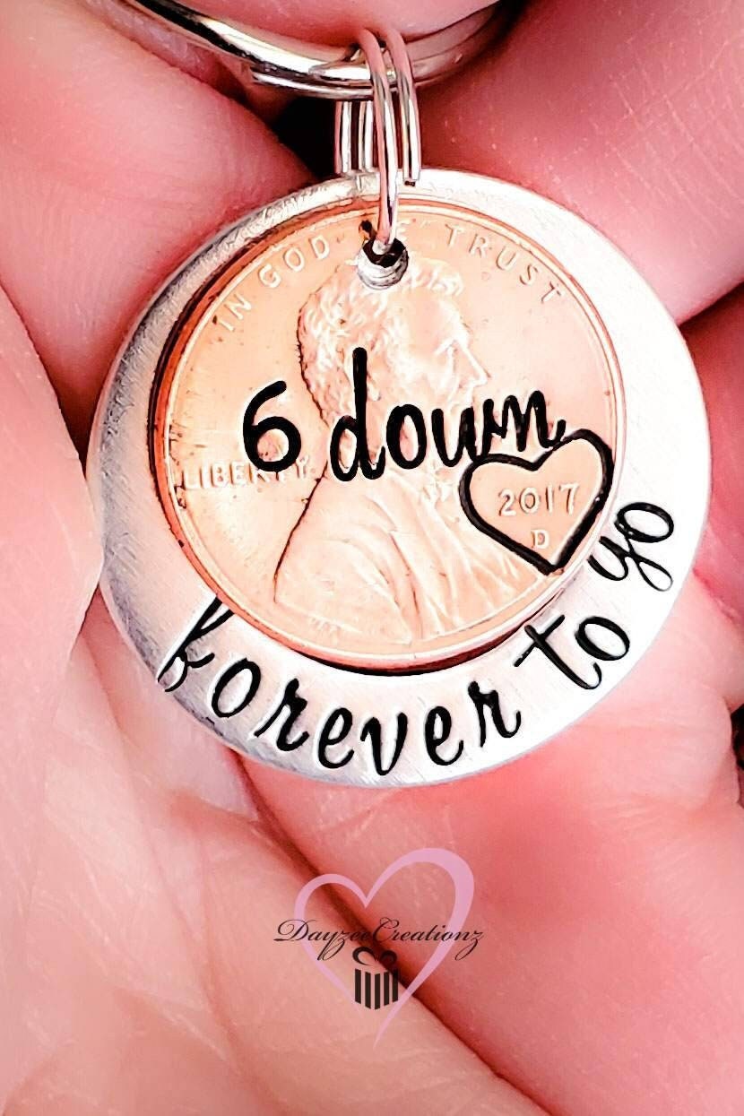 Personalized Forever to Go Penny Keychain,6 year Anniversary Gift, Men, Boyfriend, Girlfriend, Her, Him, Valentine's, Wife, Husband, 6th
