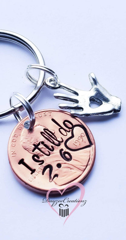 Personalized I Still Do Penny Keychain