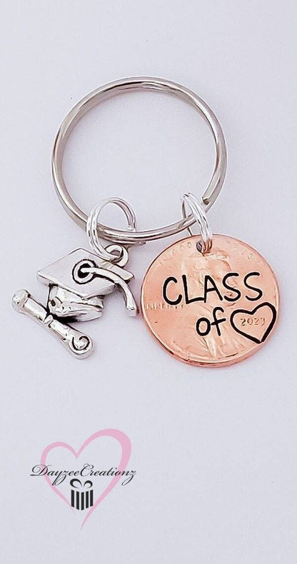 Personalized Graduation Penny Keychain, Class of 2024, Gift, for Her, Him, College, High School, Grad, Best Friend, Bulk, Son, Daughter