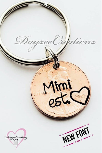 Custom Valentine's Day Gift for Grandma, Personalized Penny Keychain