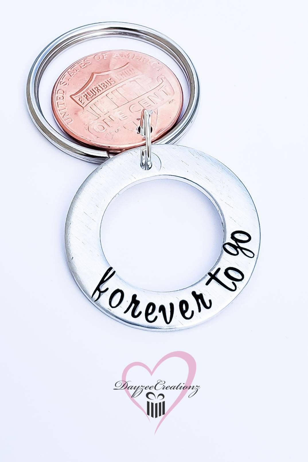 Personalized Forever to Go Penny Keychain, 3 year Anniversary Gift, Men, Boyfriend, Girlfriend, Her, Him, Valentine's, Wife, Husband,