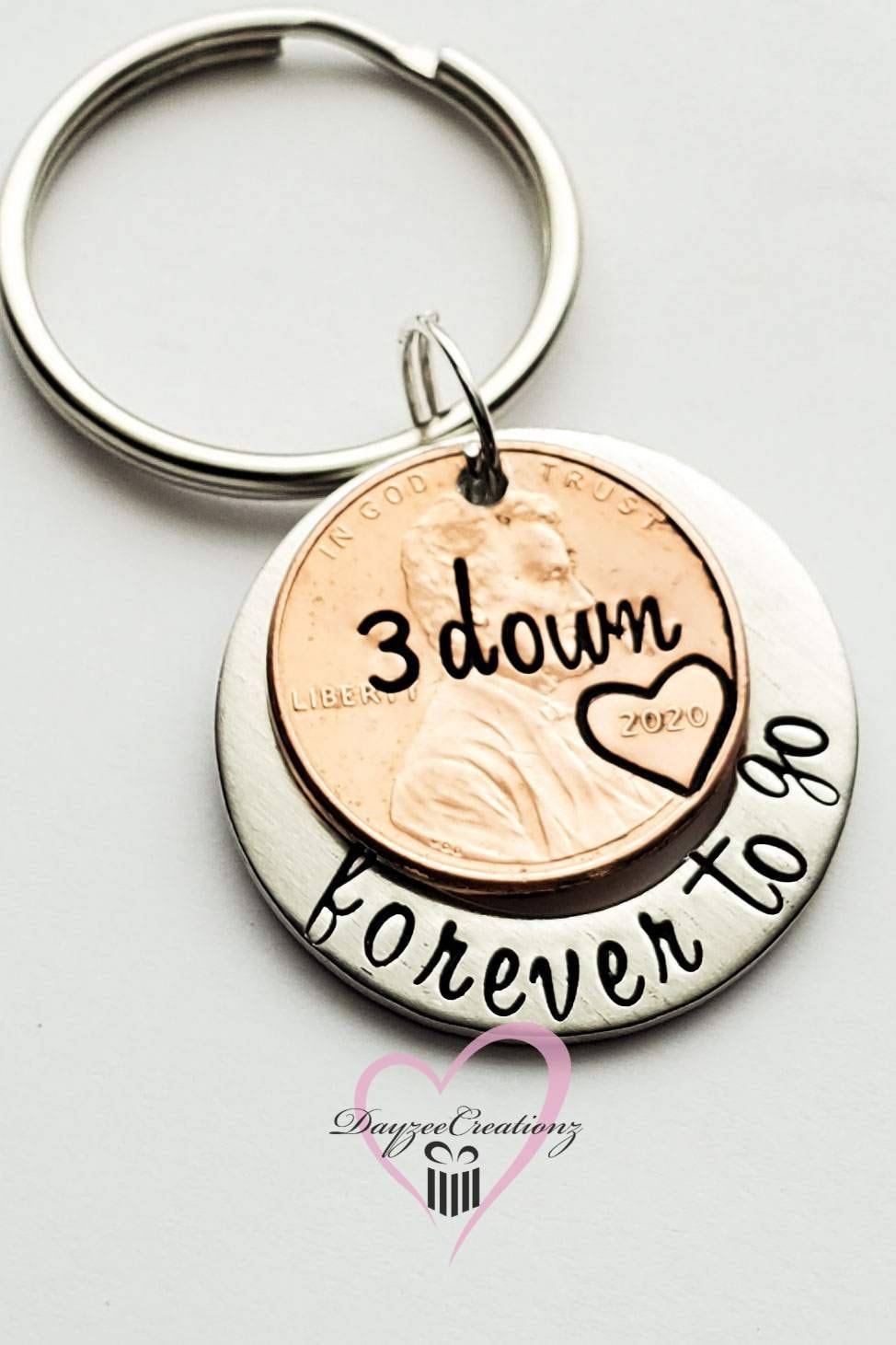 Personalized Forever to Go Penny Keychain, 3 year Anniversary Gift, Men, Boyfriend, Girlfriend, Her, Him, Valentine's, Wife, Husband,