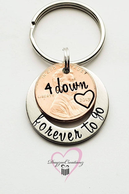 4 YEAR Anniversary Penny Keychain -Forever to Go